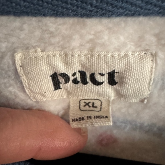 Pact Navy and White Striped Sweatshirt with Red Accents - Picture 3 of 3